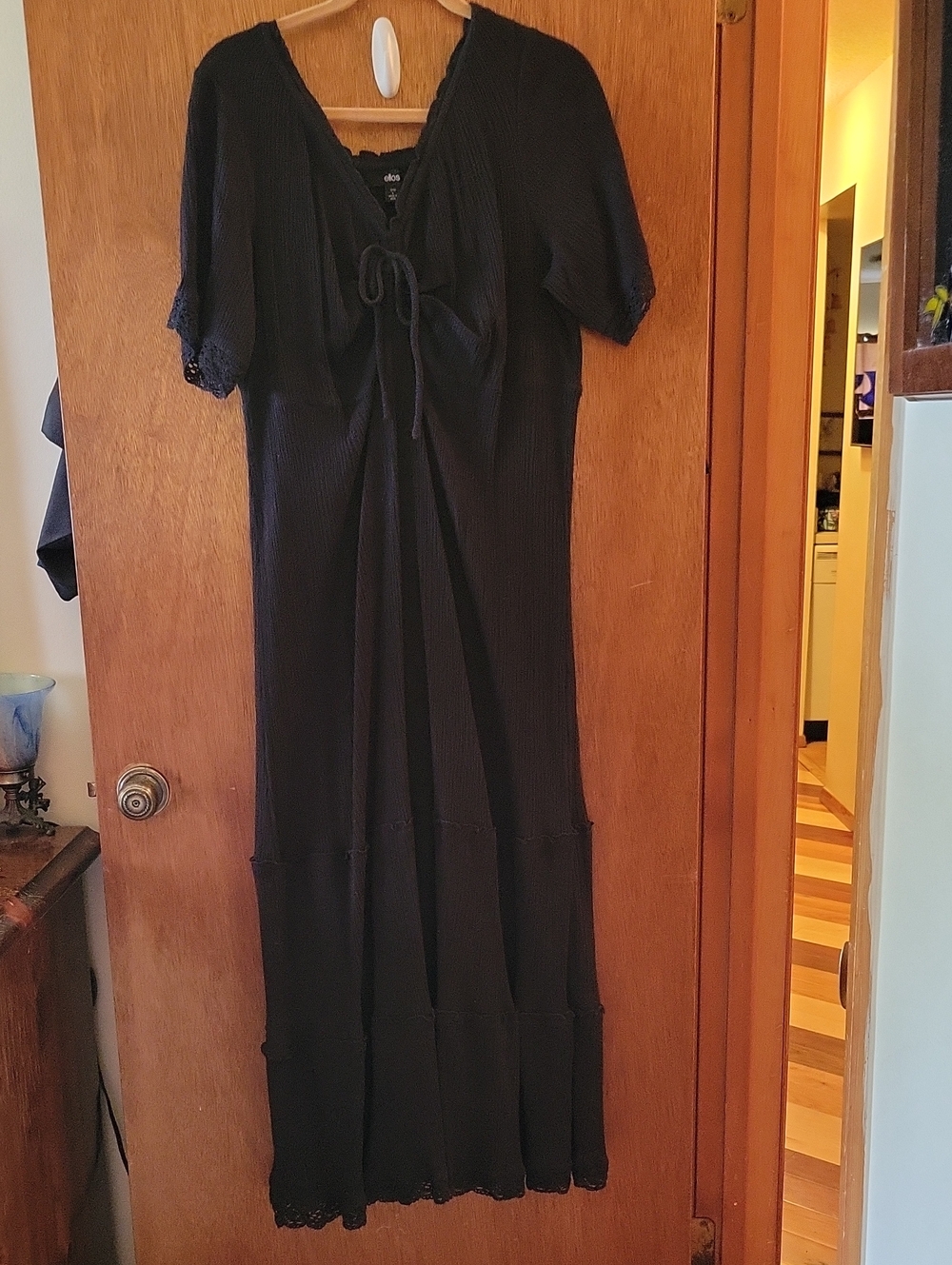 ellos Black Maxi Dress with Tie Front